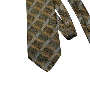 Pavone Tie Mens One‎ Size Brown Geometric 100% Silk Jacquard Necktie Italy
